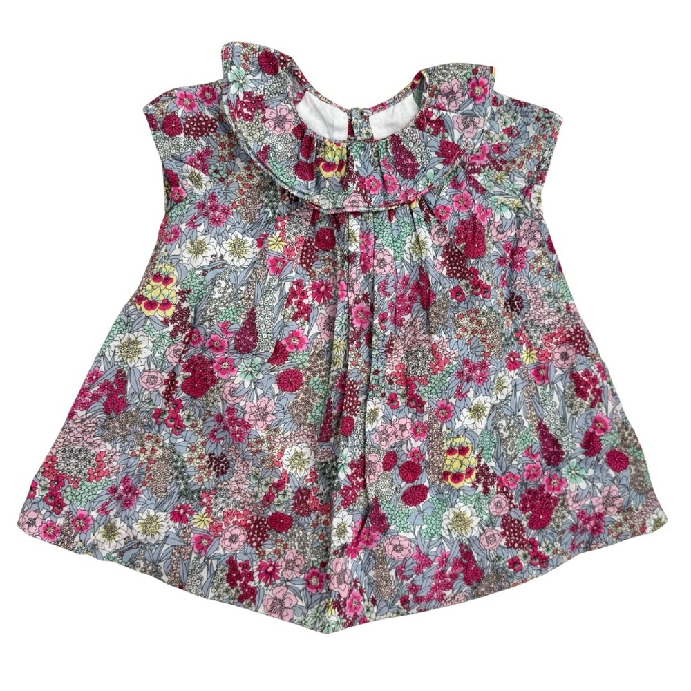 Jacadi Liberty Floral Print Blouse Pink Multicolor Girls 6M